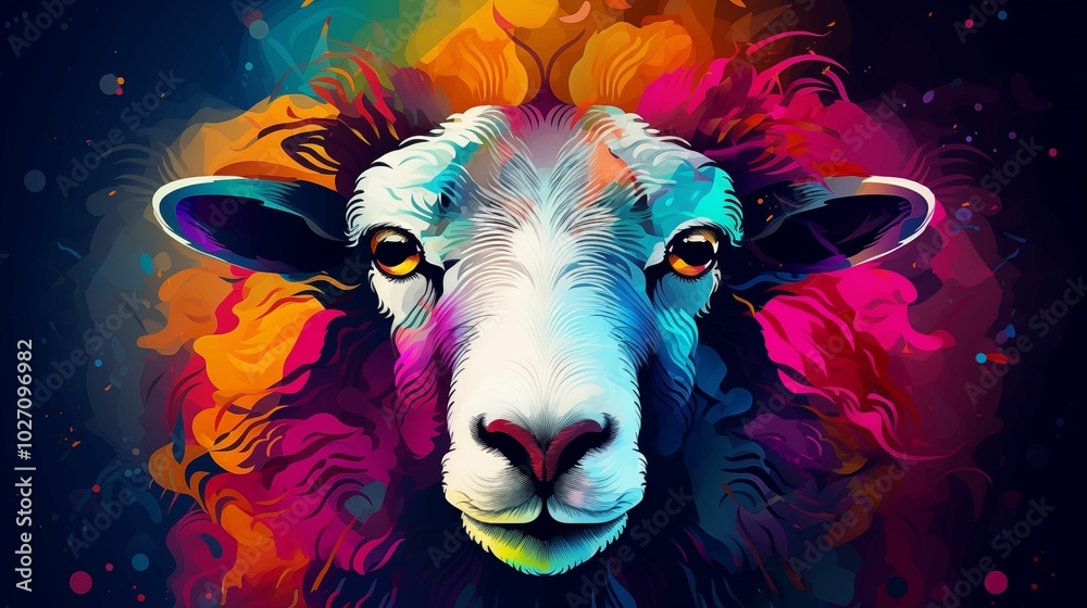 Colored abstract background of a sheep. Generative ai Colored abstract background of a sheep. Generative ai