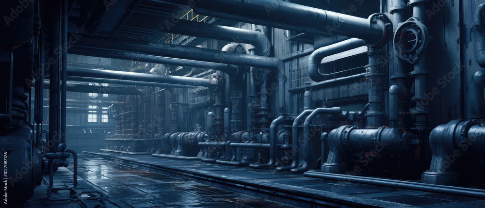 Dimly Lit Industrial Factory Interior Dimly Lit Industrial Factory Interior
