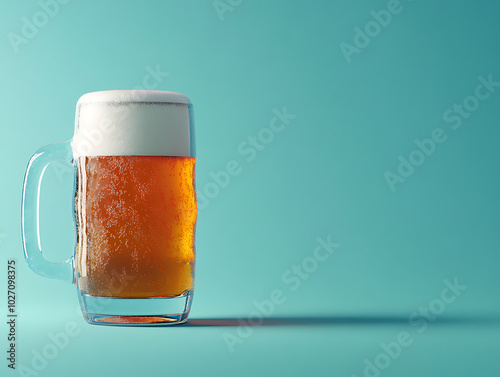 Craft beer presentation blue background photo