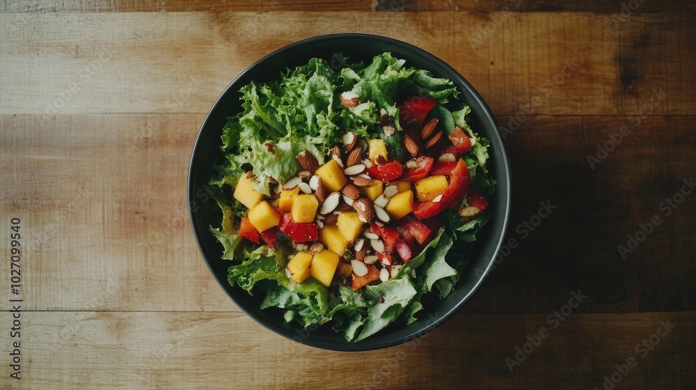 Fresh Salad with Fruits and Nuts in a Bowl Fresh Salad with Fruits and Nuts in a Bowl