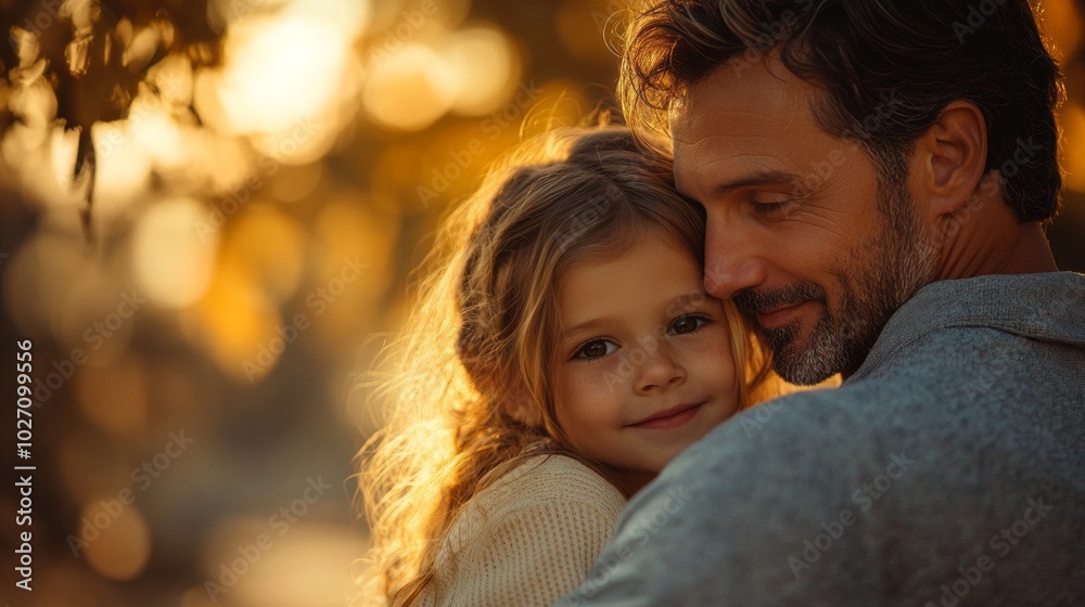 Fototapeta premium A man and a little girl are hugging each other