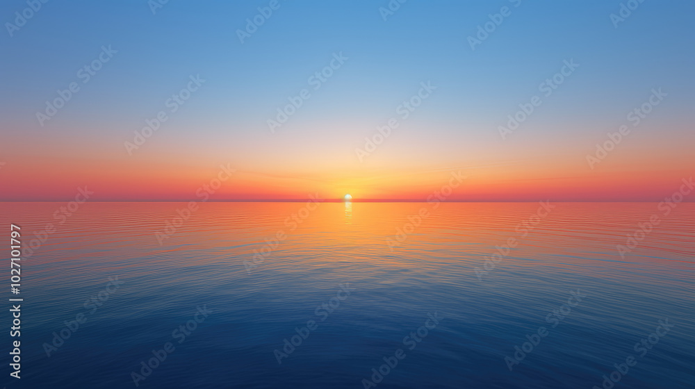Obraz premium Tranquil Ocean Sunset with Vibrant Sky