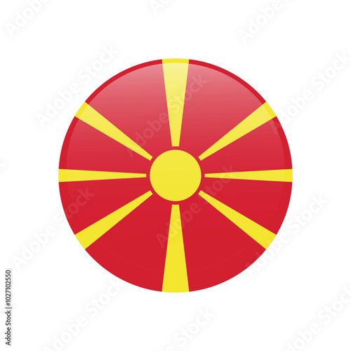 National flag icon of North Macedonia isolated on white. Vector illustration