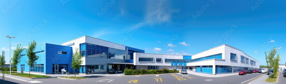 Modern Corporate Office Building Under Blue Sky
