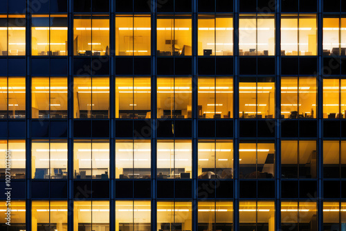 Wallpaper Mural Office Building Windows Glowing at Dusk Torontodigital.ca