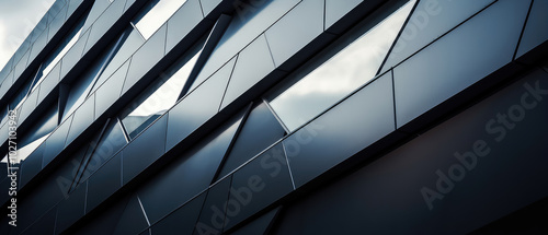 Modern Architecture Abstract Facade With Sky Reflections