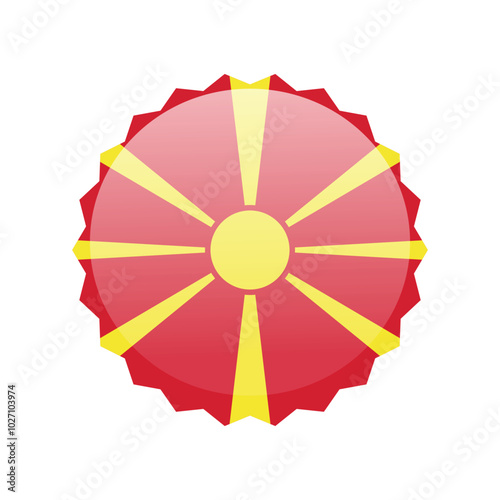 National flag icon of North Macedonia isolated on white. Vector illustration