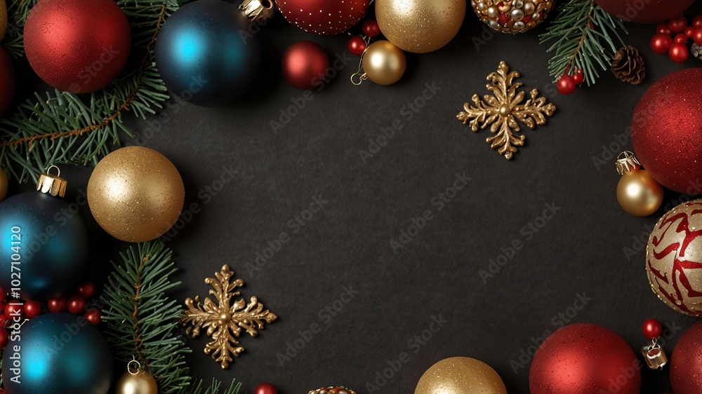 Christmas border on black background wirh copy space for text Christmas border on black background wirh copy space for text