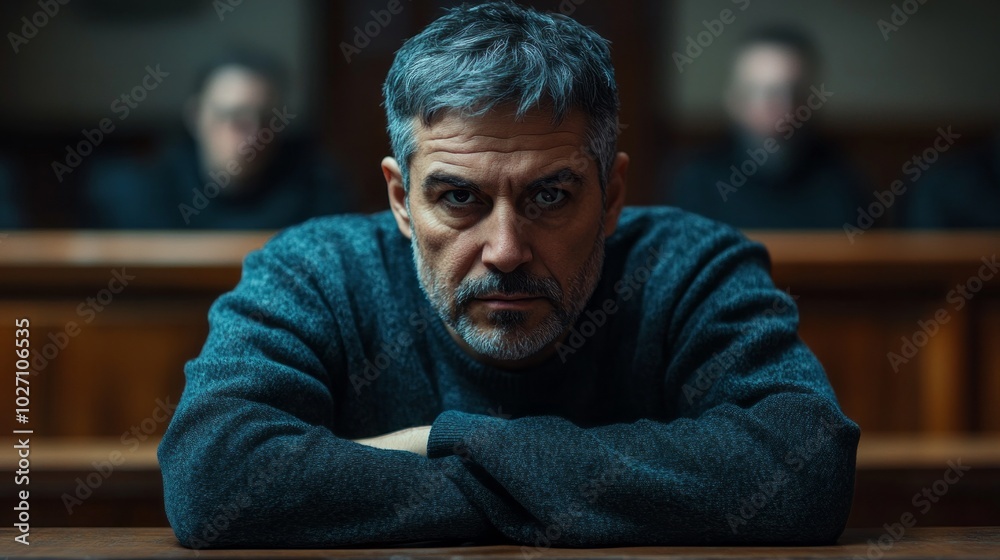 A man with a beard and gray hair is sitting in a chair with his arms crossed A man with a beard and gray hair is sitting in a chair with his arms crossed