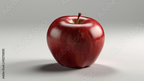 Red apple isolated on white background. Fresh raw organic fruit.