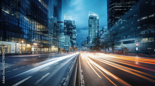 Dynamic Night Cityscape with Rushing Traffic Lights