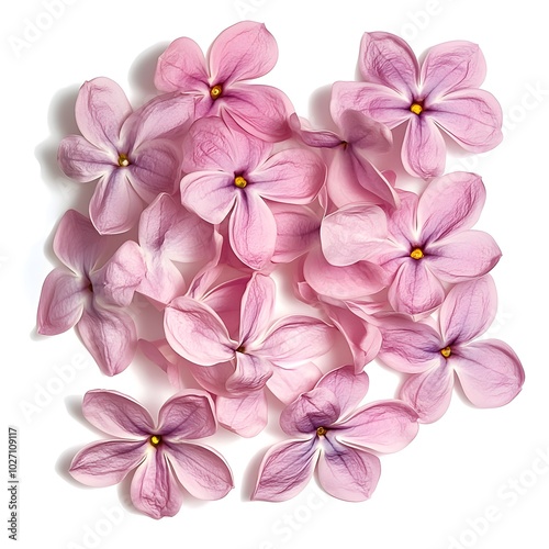 Pink Lilac Blossoms Isolated on White Background