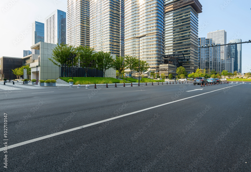 highways and the skyline of Hangzhou, China