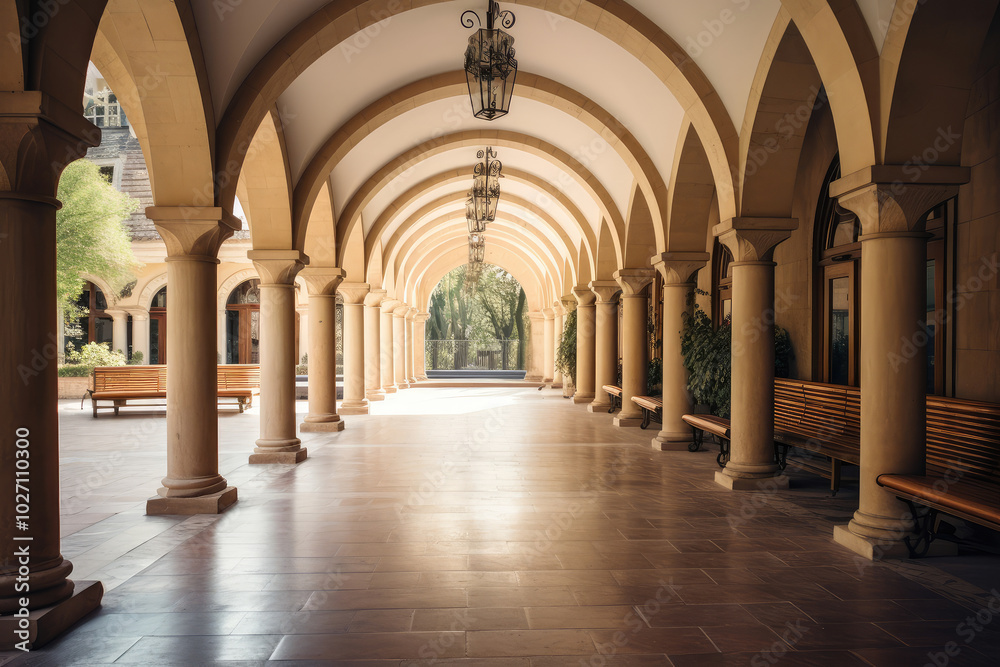 Serene Elegance of Arched Architectural Passage Serene Elegance of Arched Architectural Passage