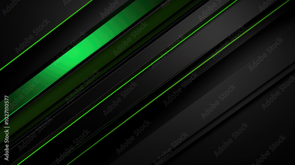 Sleek Green Lines on Dark Abstract Background Sleek Green Lines on Dark Abstract Background