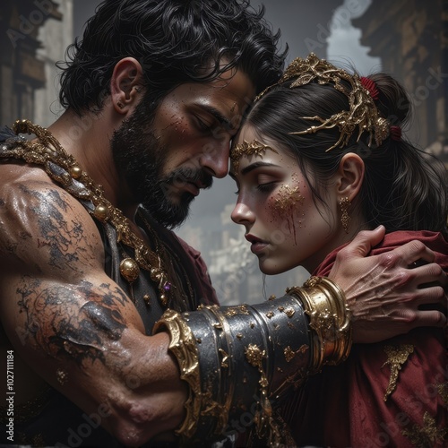 Hector says goodbye to his wife Andromache photo