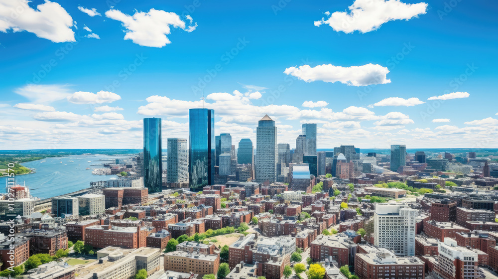 Fototapeta premium Vibrant Urban Skyline on a Sunny Day