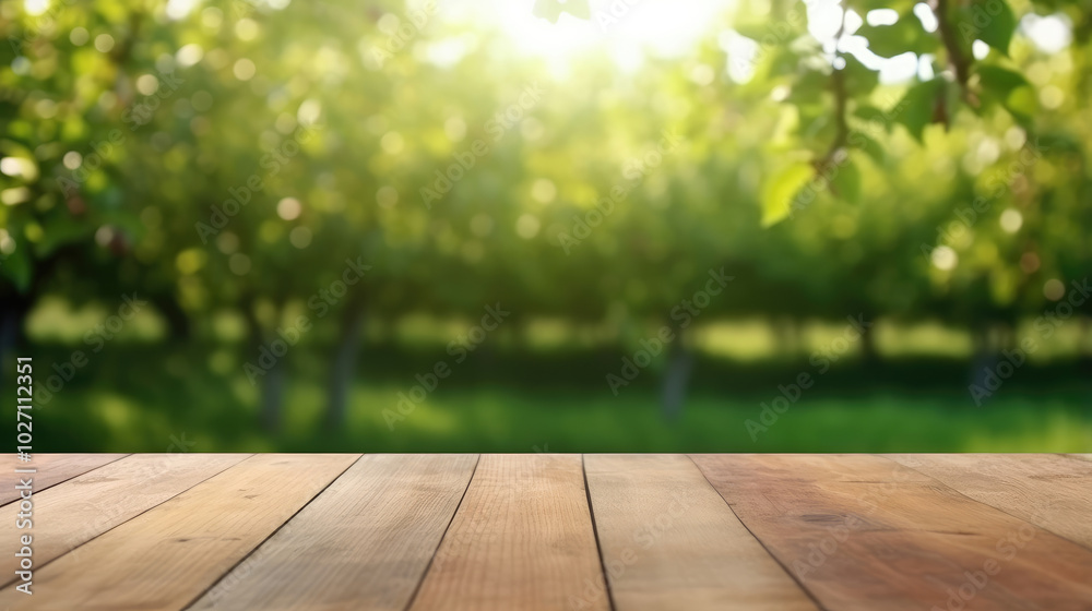 Serene Garden Wooden Tabletop Background Serene Garden Wooden Tabletop Background
