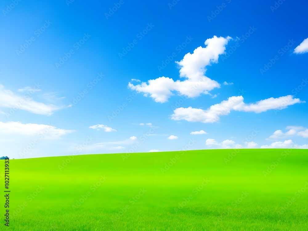 Vibrant green field under a clear blue sky Vibrant green field under a clear blue sky