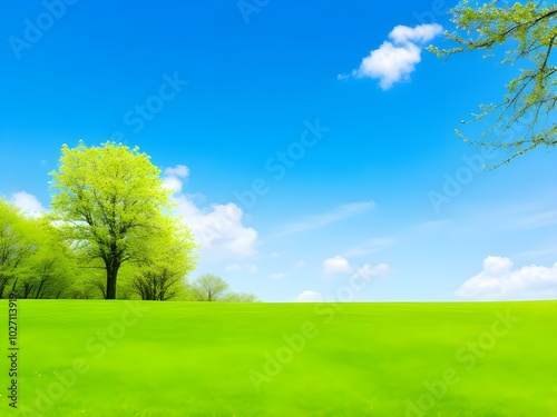 Serene green landscape under a clear blue sky