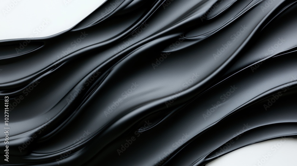 Fototapeta premium Abstract Black Waves: A captivating abstract image of black waves flow and ripple, creating a mesmerizing and dynamic visual, perfect for minimalist design, modern art, and technology themes. 