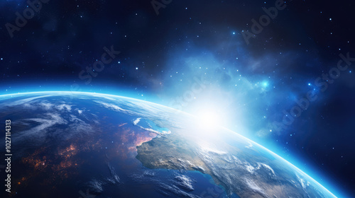 Fototapeta Naklejka Na Ścianę i Meble -  Majestic Earth Sunrise From Space