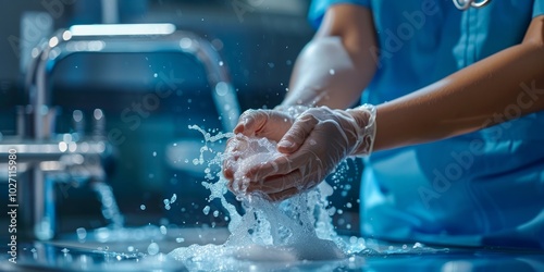 Doctor Washing Hands With Soap and Water