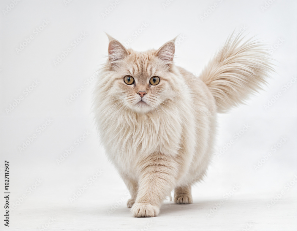 Elegant Persian cat with long, fluffy fur sitting upright. The cat displays a calm and regal demeanor, perfect for pet-related content or advertisements. Elegant Persian cat with long, fluffy fur sitting upright. The cat displays a calm and regal demeanor, perfect for pet-related content or advertisements.
