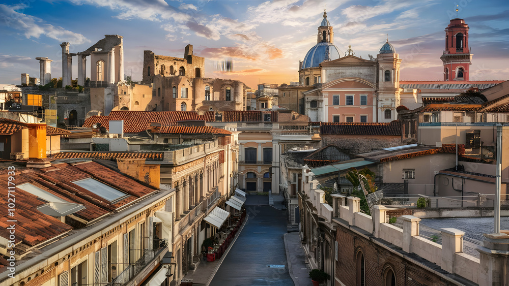 Naklejka premium Neapolitan city Neapolitan architecture 