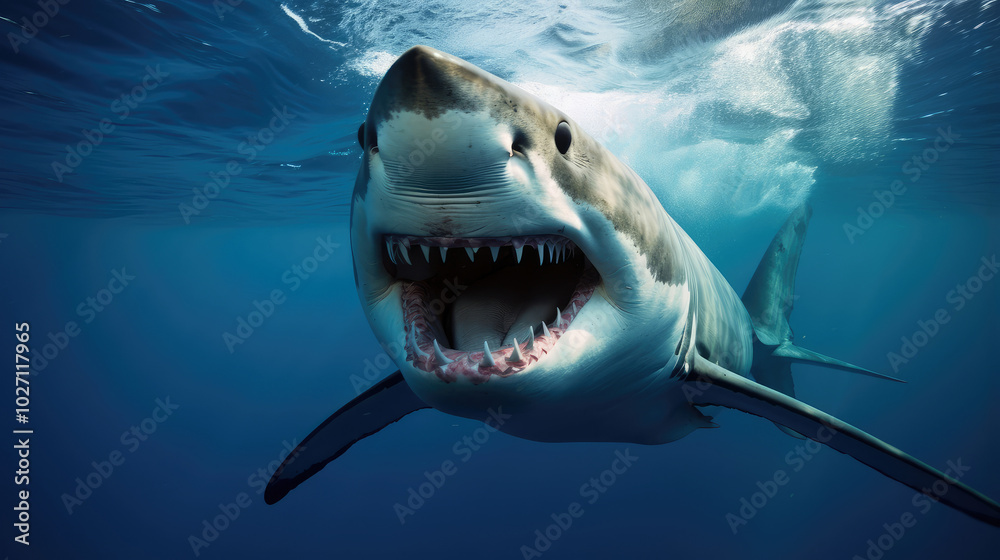 Obraz premium Close Encounter with a Great White Shark