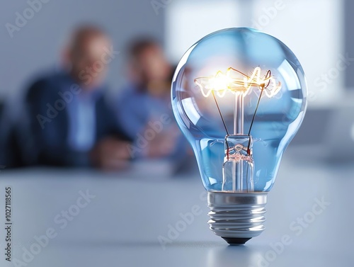 lightbulb and a team brainstorming, symbolizing innovation for team success.