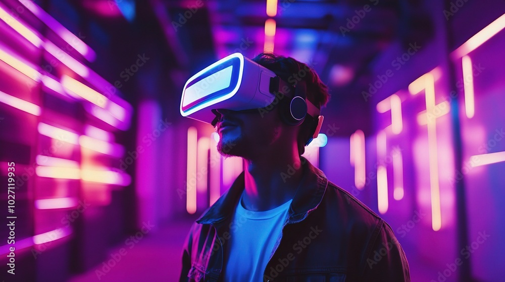 Immersive Virtual Reality Experience in Neon Environment Immersive Virtual Reality Experience in Neon Environment