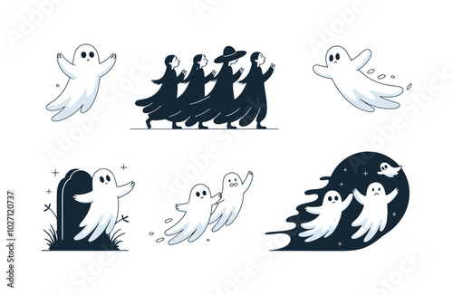 Ghost Parade Vector EPS Template Illustration