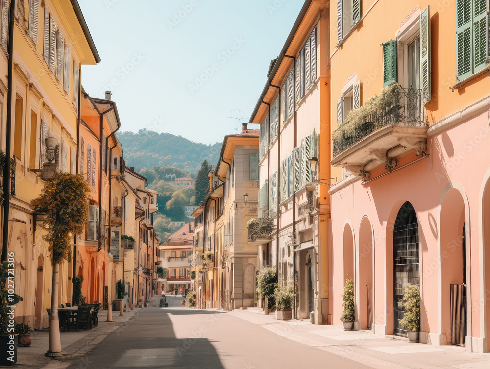 Quaint European Town Street in Serene Afternoon Quaint European Town Street in Serene Afternoon
