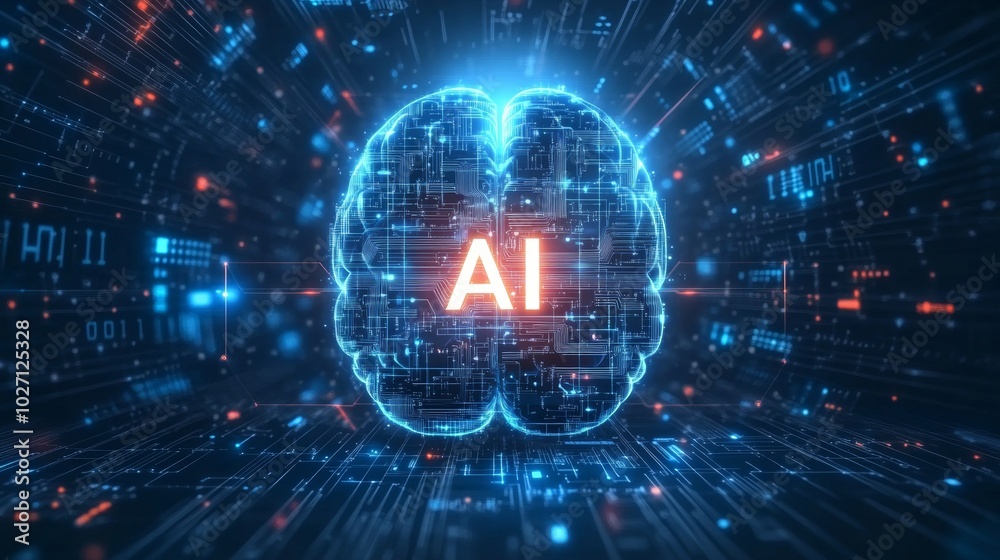AI brain visualized digitally with luminous neural connections and futuristic data links AI brain visualized digitally with luminous neural connections and futuristic data links