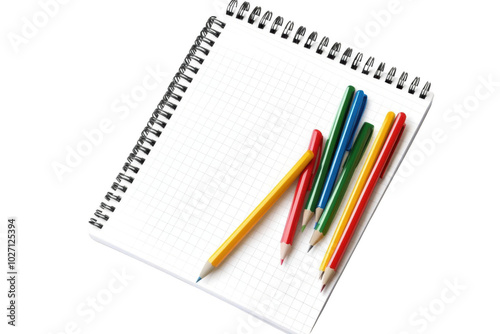 Blank Grid Notebook With Colorful Pencils