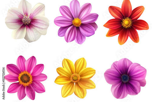 Colorful Flowers with Vibrant Petals and Intricate Centers