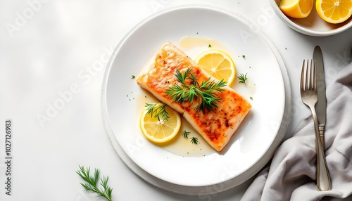 Baked Arctic Char Fillet with Lemon and Dill (Canadian Cuisine) photo