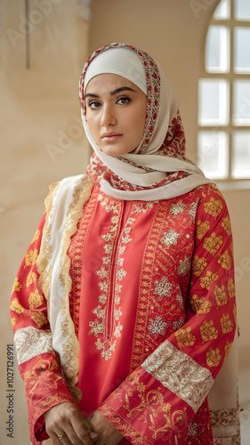 Pakistani woman in traditional pakistani dress burkha  photo