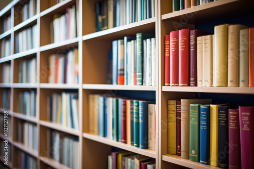 Colorful Books Lining the Shelves of a Library