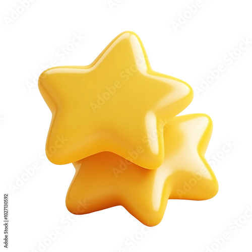 3D Yellow Star Icon on White Background, Vibrant 3D Rendered Yellow Stars Icon, Creative 3D Yellow Star Illustration on transparent.