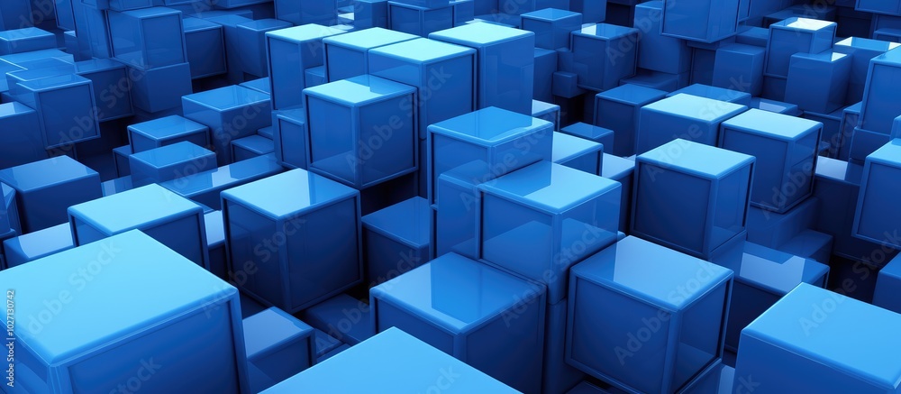 Obraz premium Abstract Blue 3D Cubes Background Pattern