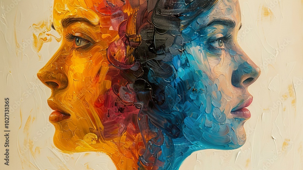 Abstract Portrait of a Woman in Blue and Yellow Abstract Portrait of a Woman in Blue and Yellow