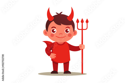 Kid dressed as devil For HALLOWEEN
