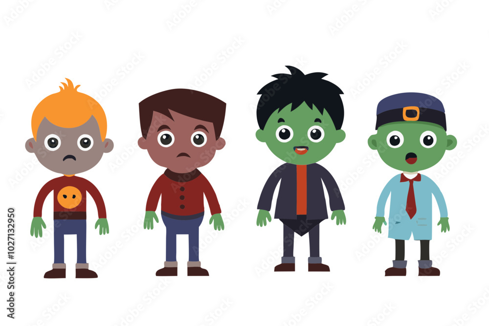 Naklejka premium Kid dressed as zombie For HALLOWEEN