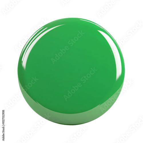 3D Render of a Blank Green Badge Button Icon for Customization, Stylish 3D Render of a Green Button Badge Icon, 3D Render of a Blank Green Badge for User Interface Design.
