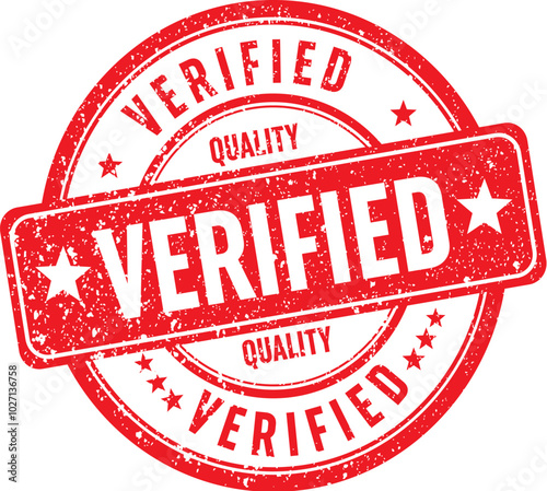 Red grunge quality verified stamp template