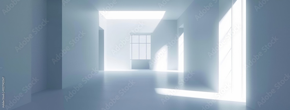 Fototapeta premium Serene White Space with Sunlight in Modern Hallway