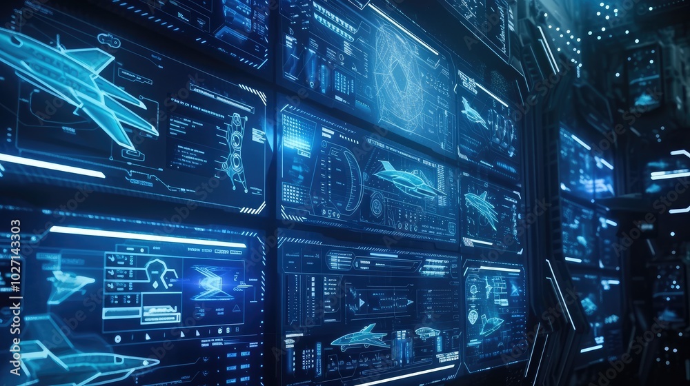 Advanced Futuristic Spacecraft Control Panel Dashboard Advanced Futuristic Spacecraft Control Panel Dashboard