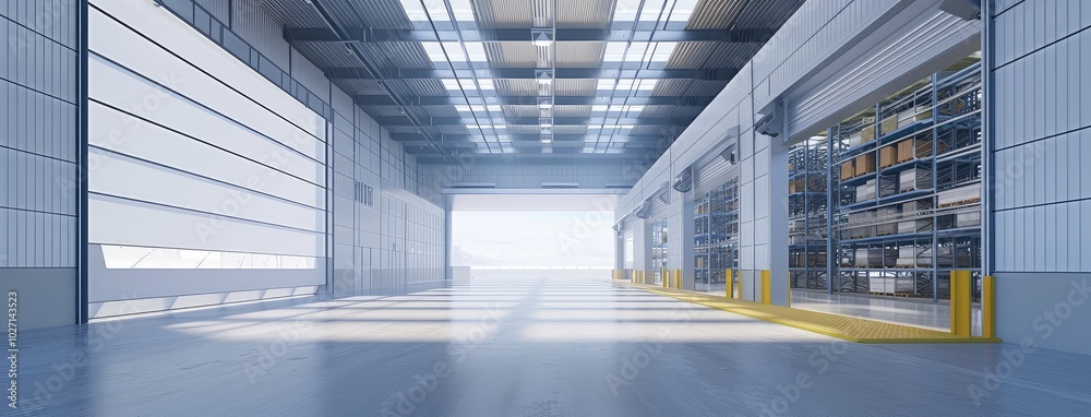 Obraz premium Spacious Modern Warehouse Interior With Natural Light